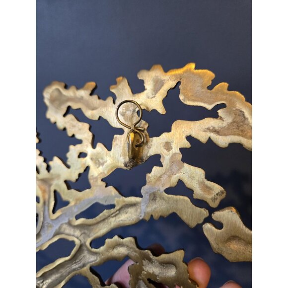 Brass Bonsai Wall Hanging Vintage Japanese Inspired MCM Gold Metal Tree Art - Picture 9 of 9